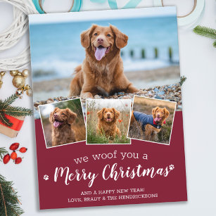 Dog Pet Foto Collage Wir woof Sie frohe Weihnachte Postkarte