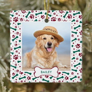 Dog Pet Foto Paw druckt Personalisierte Weihnachte Keramikornament