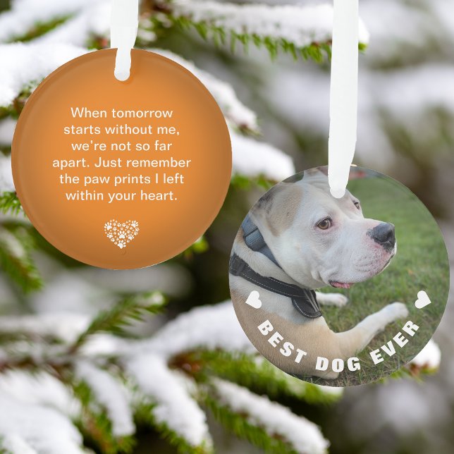 Dog Pet Gedicht Foto Orange Memorial Keepake Ornament (Dog Pet Poem Photo Orange Memorial Keepsake Ornament)