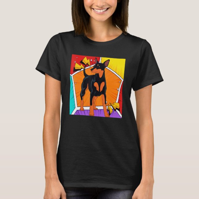 Dog Pet Min Pin Dog Owner Animal Pop Min Pinscher T-Shirt (Vorderseite)