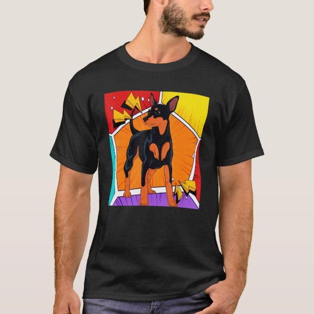 Dog Pet Min Pin Dog Owner Animal Pop Min Pinscher T-Shirt (Vorderseite)