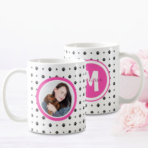 Dog Pet Monogram Foto PW Print Hot Pink Kaffeetasse