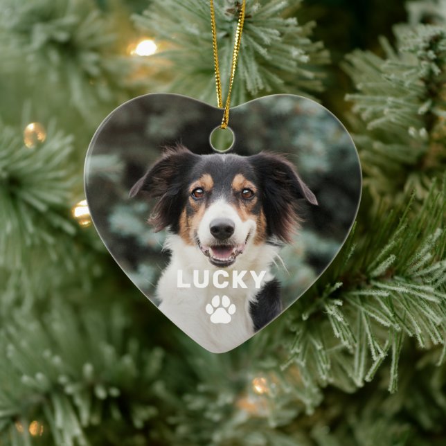Dog Pet Paw Drucken Personalisiertes Foto Keramik Ornament (Baum)