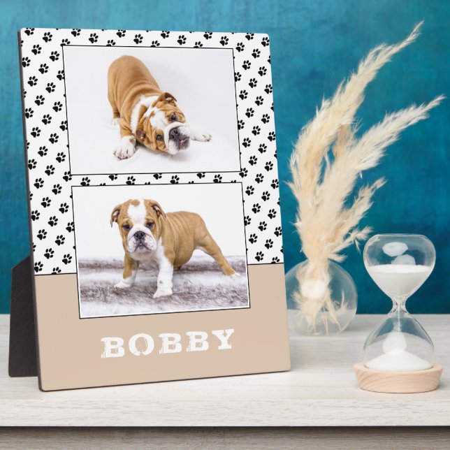 Dog Pet Päw Print 2 Foto Collage Keepake Fotoplatte (Seite)