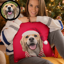 Dog Pet Photo with Digital Santa Hat Scarf Gift Kissen