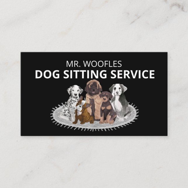 Dog Pet Sitting Watercolor Business Card Visitenkarte (Vorderseite)