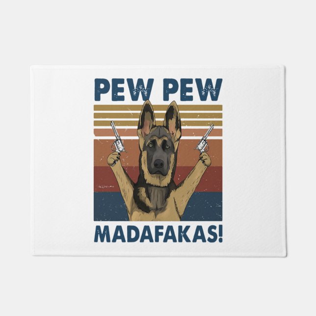 DOG PEW PEW MADAFAKAS VINTAG RETRO FUßMATTE (Vorderseite)