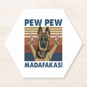 DOG PEW PEW MADAFAKAS VINTAG RETRO UNTERSETZER