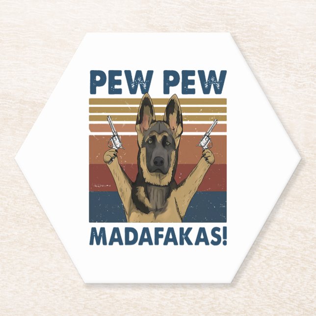 DOG PEW PEW MADAFAKAS VINTAG RETRO UNTERSETZER (Vorderseite)