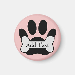 Dog Pfosten Druck und Knochen auf Baby Pink Magnet