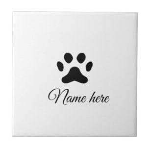 Dog Pfow schwarzes Haustier hinzufügen Name Text T Fliese