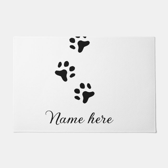 Dog Pfow schwarzes Haustier hinzufügen Name Text T Fußmatte (Vorderseite)