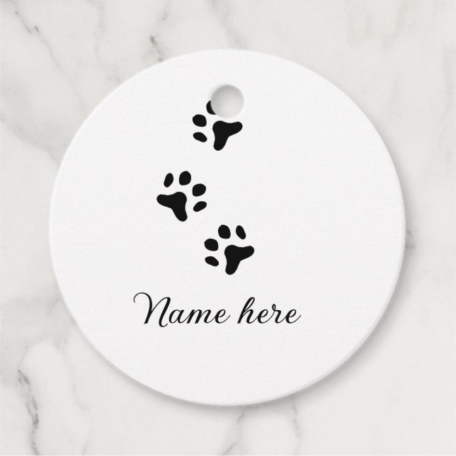 Dog Pfow schwarzes Haustier hinzufügen Name Text T Geschenkanhänger (Vorderseite)