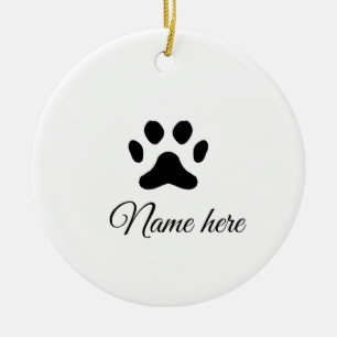 Dog Pfow schwarzes Haustier hinzufügen Name Text T Keramik Ornament