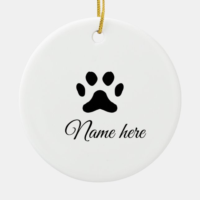 Dog Pfow schwarzes Haustier hinzufügen Name Text T Keramik Ornament (Vorne)