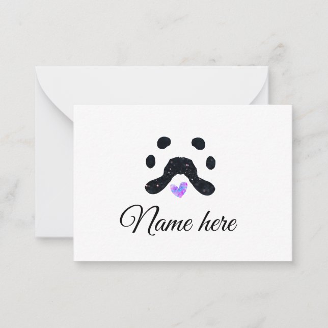 Dog Pfow schwarzes Haustier hinzufügen Name Text T Mitteilungskarte (Vorderseite)