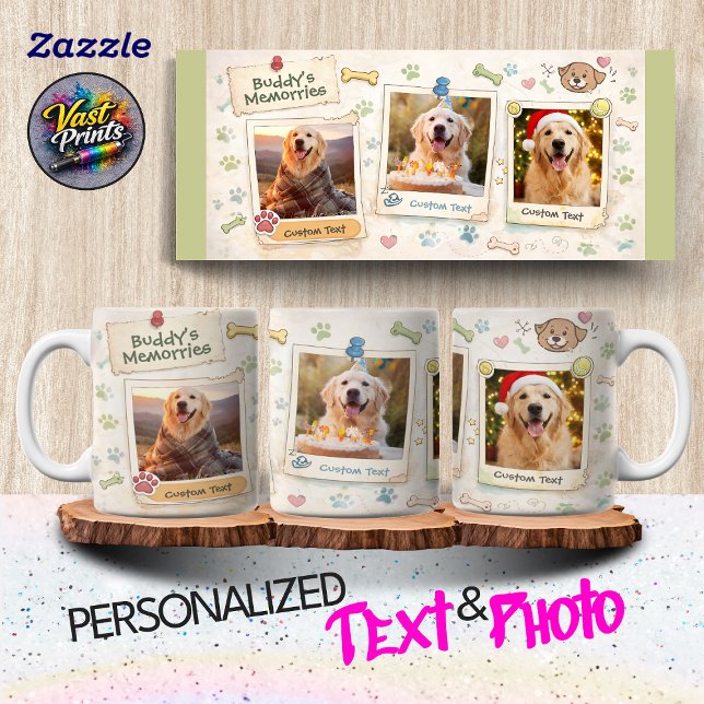 Dog Photo Collage Paw Print Memories Kaffeetasse (Dog Photo Collage Paw Print Memories Coffee Mug)