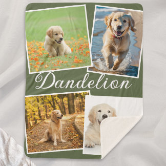 Dog Photo Pet Collage Olive Green Personalized Sherpadecke