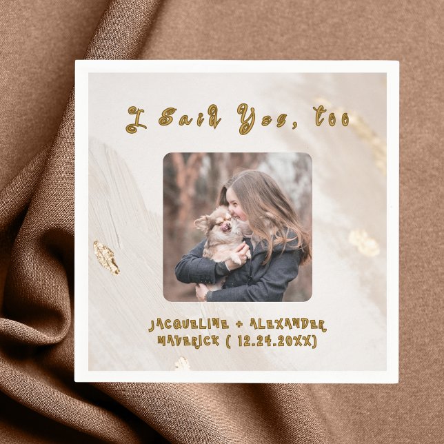 Dog Photo Pet-Themed Engagement Party Napkins Serviette (Von Creator hochgeladen)