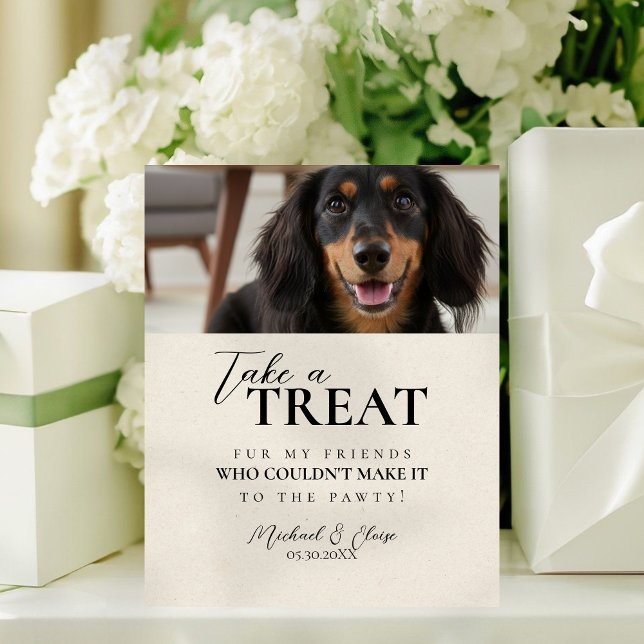 Dog Photo Wedding Treat Favor Sockelschild (Dog Photo Wedding Treat Favor Pedestal Sign)