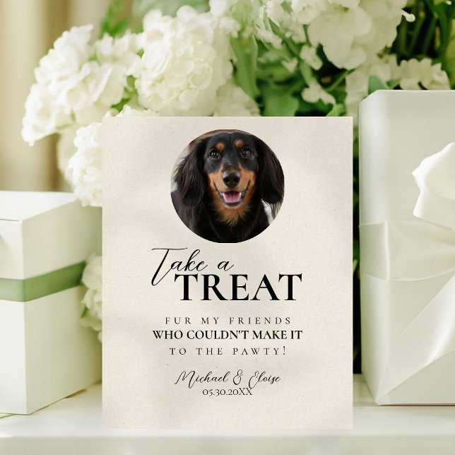 Dog Photo Wedding Treat Favor Sockelschild (Dog Photo Wedding Treat Favor Pedestal Sign)