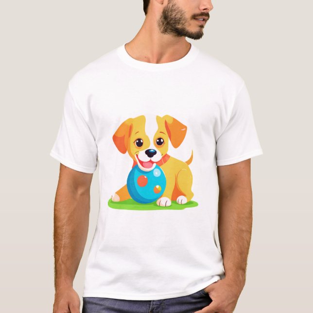 Dog Playing Ball T-Shirt (Vorderseite)