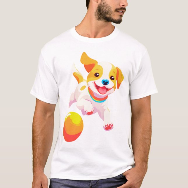 Dog Playing Ball T-Shirt (Vorderseite)