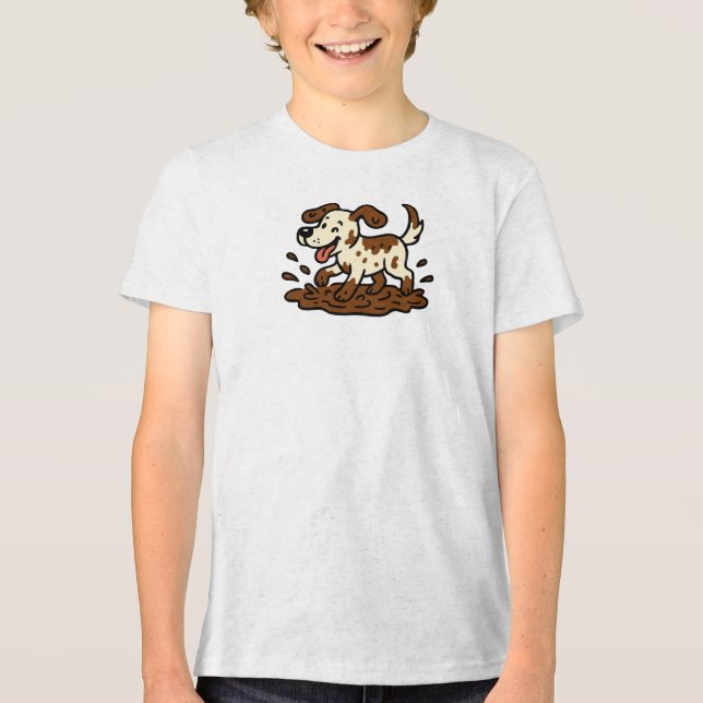 Dog Playing Mud Tri-Blend Shirt (Vorderseite)