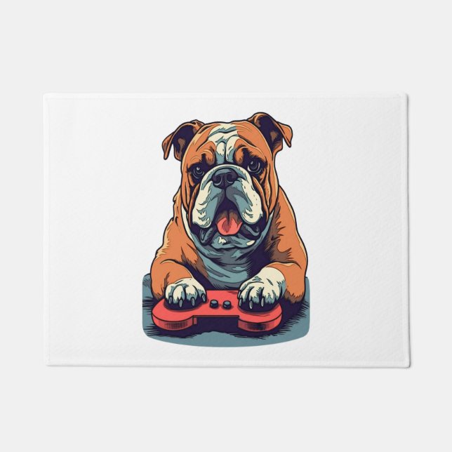 Dog Plays Videospiele Fußmatte (Vorderseite)