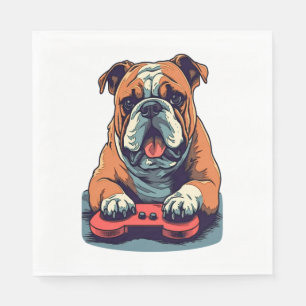 Dog Plays Videospiele Serviette