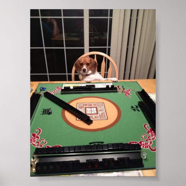 Dog Plying Mahjong Poster (Vorne)