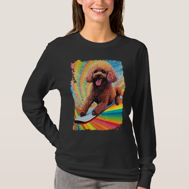 Dog Poodle Paddle Board T-Shirt (Vorderseite)