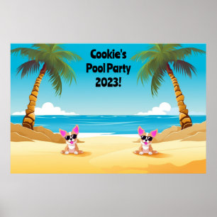 Dog Pool Party Fotostand Hintergrund   Anpassbar Poster