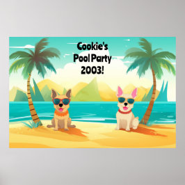 Dog Pool Party Fotostand Hintergrund | Anpassbar Poster