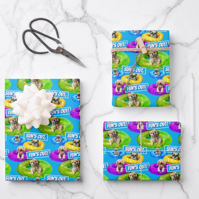 Dog Pool Party Geschenkpapier Set (Vorderseite)