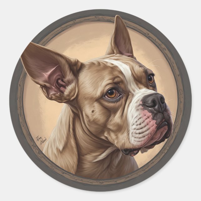 Dog Portrait Abstrakt Art Runder Aufkleber (Vorderseite)