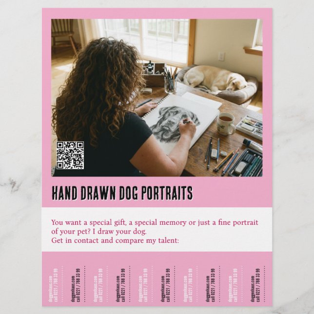 Dog Portrait Drawing Poster Tear off  Flyer (Vorne)