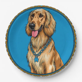 Dog-Portrait in Verziertem Rahmen Pappteller