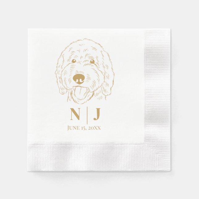 Dog Portrait Personalisiert Wedding Napkins Serviette (Vorderseite)