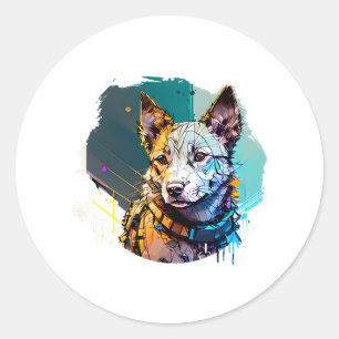 Dog Portrait Runder Aufkleber