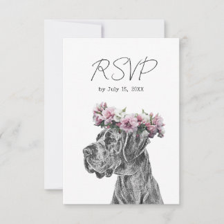 Dog Portrait Schwarz-Weiß-Hochzeit RSVP Karte
