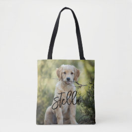 Dog Portrait Tote Beutel, Individuelle Name Foto C