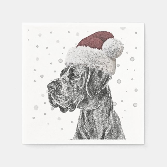 Dog Portrait Weihnachten Serviette (Vorderseite)