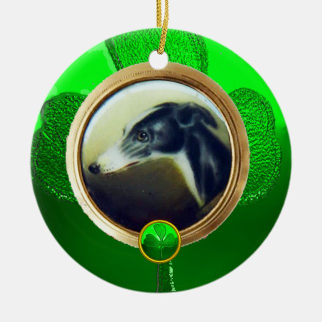 DOG PORTRAITS/Irish Greyhound Gold Foto Template Keramik Ornament (Vorne)