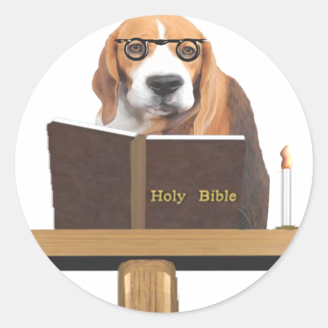 Dog Preacher Runder Aufkleber (Vorderseite)