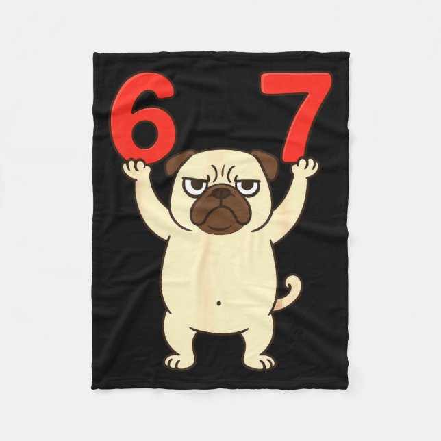 Dog Pug Funny 67 Meme Six Seven  Fleecedecke (Vorderseite)