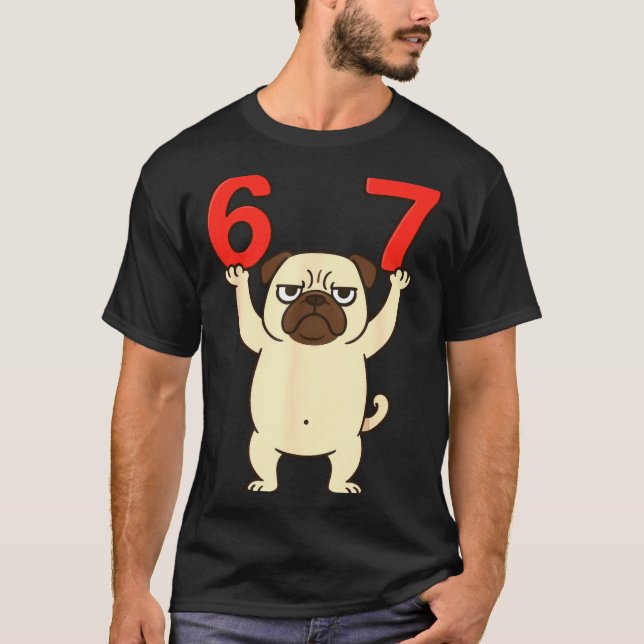 Dog Pug Funny 67 Meme Six Seven  T-Shirt (Vorderseite)
