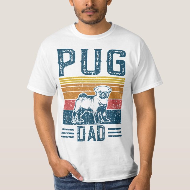 Dog Pug Papa - Vintage Pug Dad T-Shirt (Vorderseite)