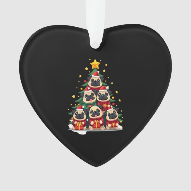 Dog Pugs Christmas Tree Cute Xmas (1) Ornament (Vorderseite)
