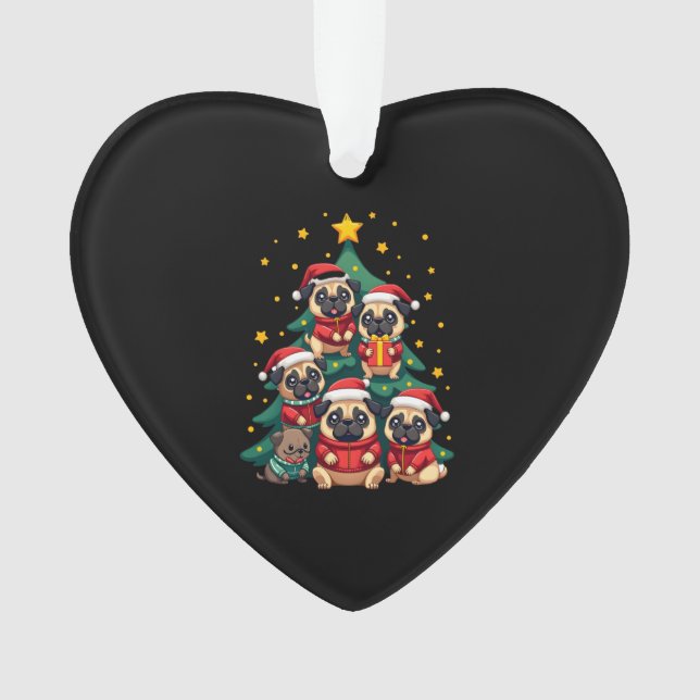 Dog Pugs Christmas Tree Cute Xmas (3) Ornament (Vorderseite)